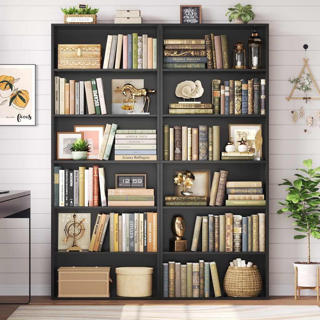 6 Tier Tall Black Bookshelf and Bookcase P936857