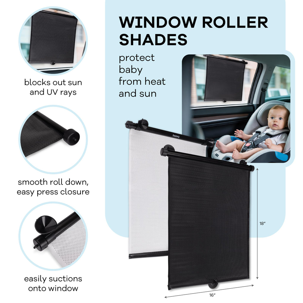 3-in-1 Baby Car Essentials Bundle, Sun Shades, Rear-Facing Mirror, and Seat Protector S470