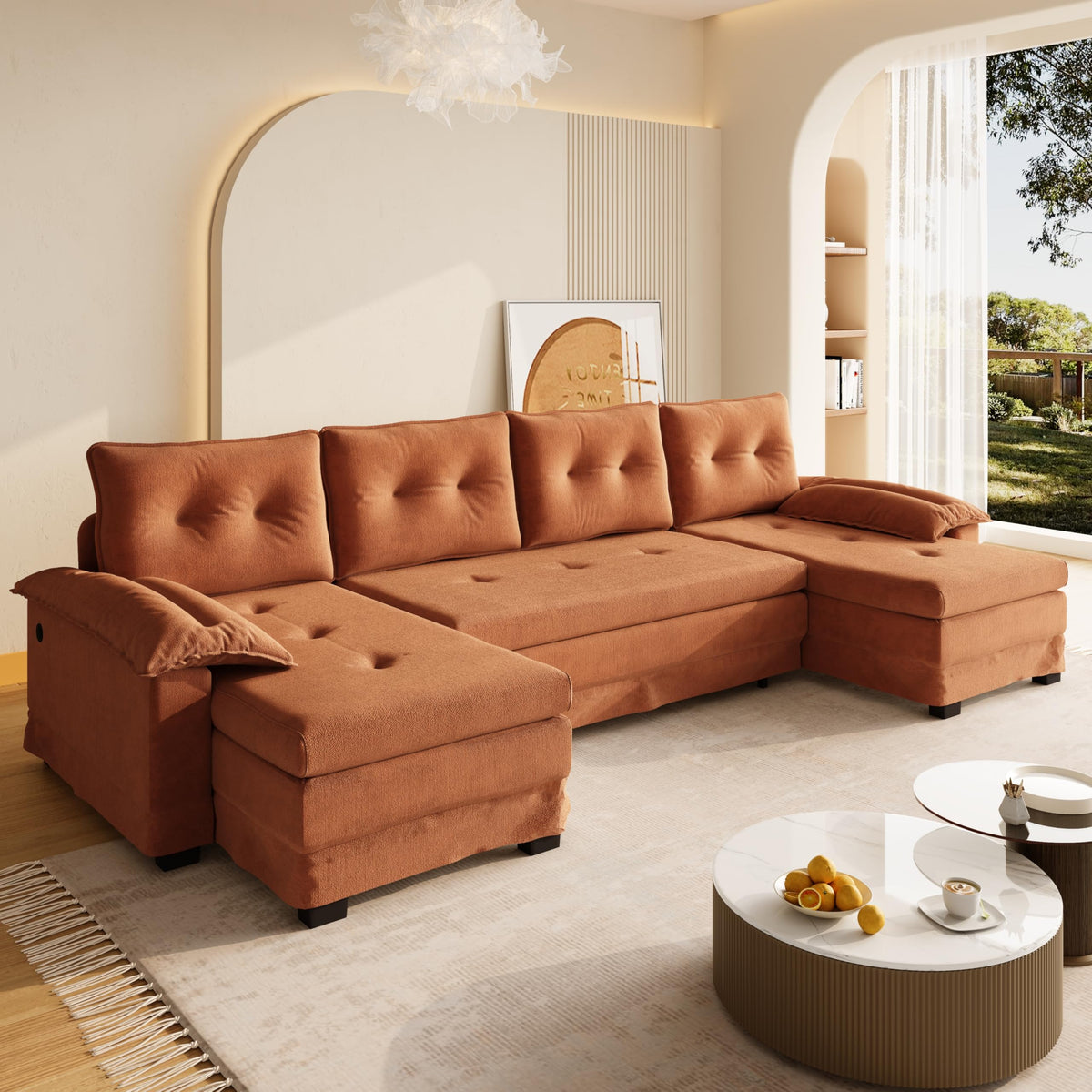 110" 3-in-1 Convertible Sleeper Sofa Bed F1469